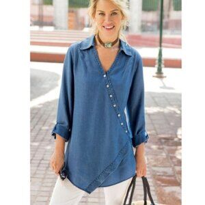 Soft Surroundings Asymmetrical Chambray Tencil Tunic M